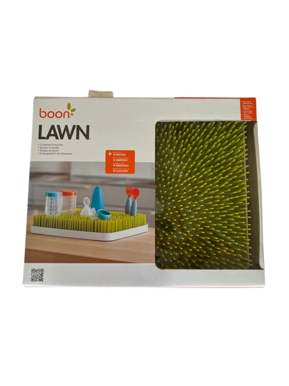 (NWT) Boon LAWN Countertop Baby Bottle Drying Rack in Green - Antimicrobial Tray